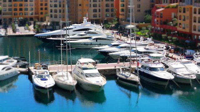 Boat And Yacht Marina Tilt-Shift - Fontvieille Harbour in Monaco Monte-Carlo