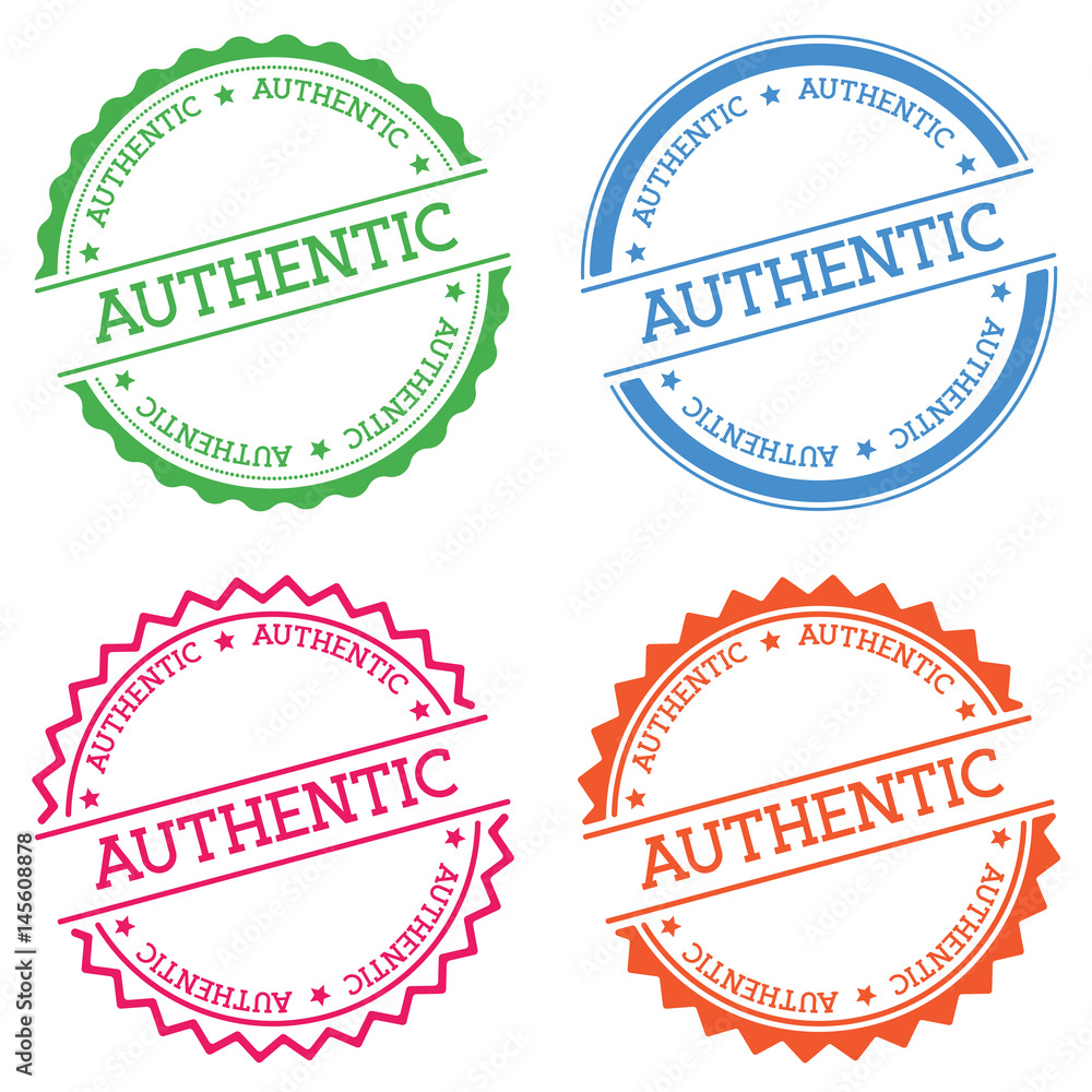 Poster authentic badge isolated on white background. flat style round label with text. circular emblem vect
