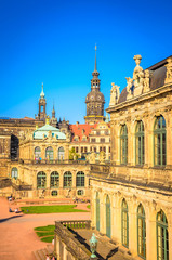 Fototapeta na wymiar Dresden Cathedral of the Holy Trinity or Hofkirche, Dresden Castle or Royal Palace and Semperoper in Dresden, Saxony, Germany