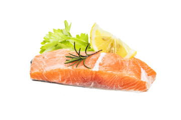 Salmon on white background