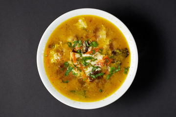 Soup With Flower Of Eggs. Asian food. Asian cuisine.