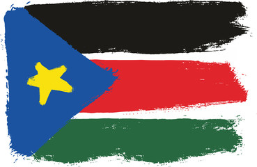 South Sudan Flag Vector Hand Painted with Rounded Brush