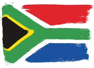 South Africa Flag Vector Hand Painted with Rounded Brush