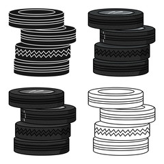 Barricade from tires icon in cartoon style isolated on white background. Paintball symbol stock vector illustration.