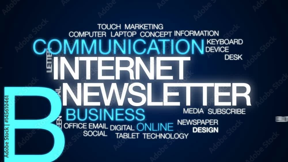 Poster internet newsletter animated word cloud, text design animation.