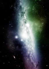 Stars, dust and gas nebula in a far galaxy