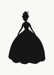 Black silhouette of a lady in a lush dress © Yulia Nazarian