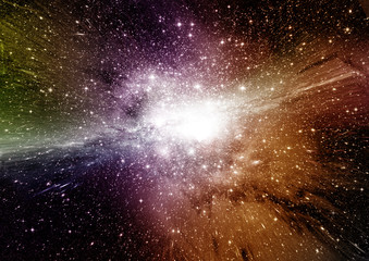 Stars, dust and gas nebula in a far galaxy