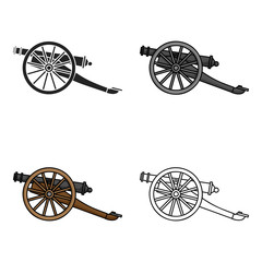 Cannon icon in cartoon style isolated on white background. Museum symbol stock vector illustration. - 145610659
