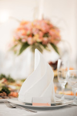 Formal dinner service as at a wedding banquet