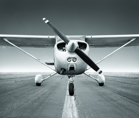 sports plane on a runway
