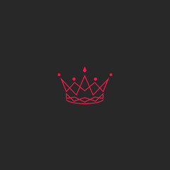 Silhouette crown logo, princess tiara with gem emblem, intersection pink lines stylish royal design element © Sergii Syzonenko