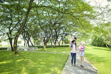 Muslim family spending time in the park