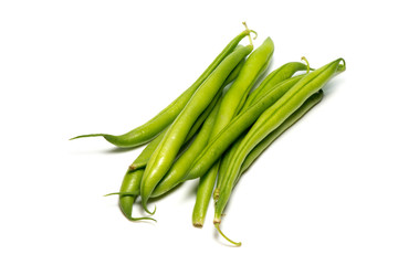 Close-up of green beans on a white background