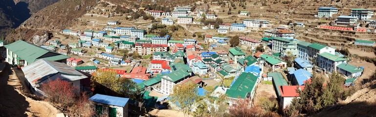 panoramatic view of Namche Bazar village