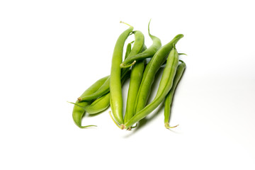 Close-up of green beans on a white background