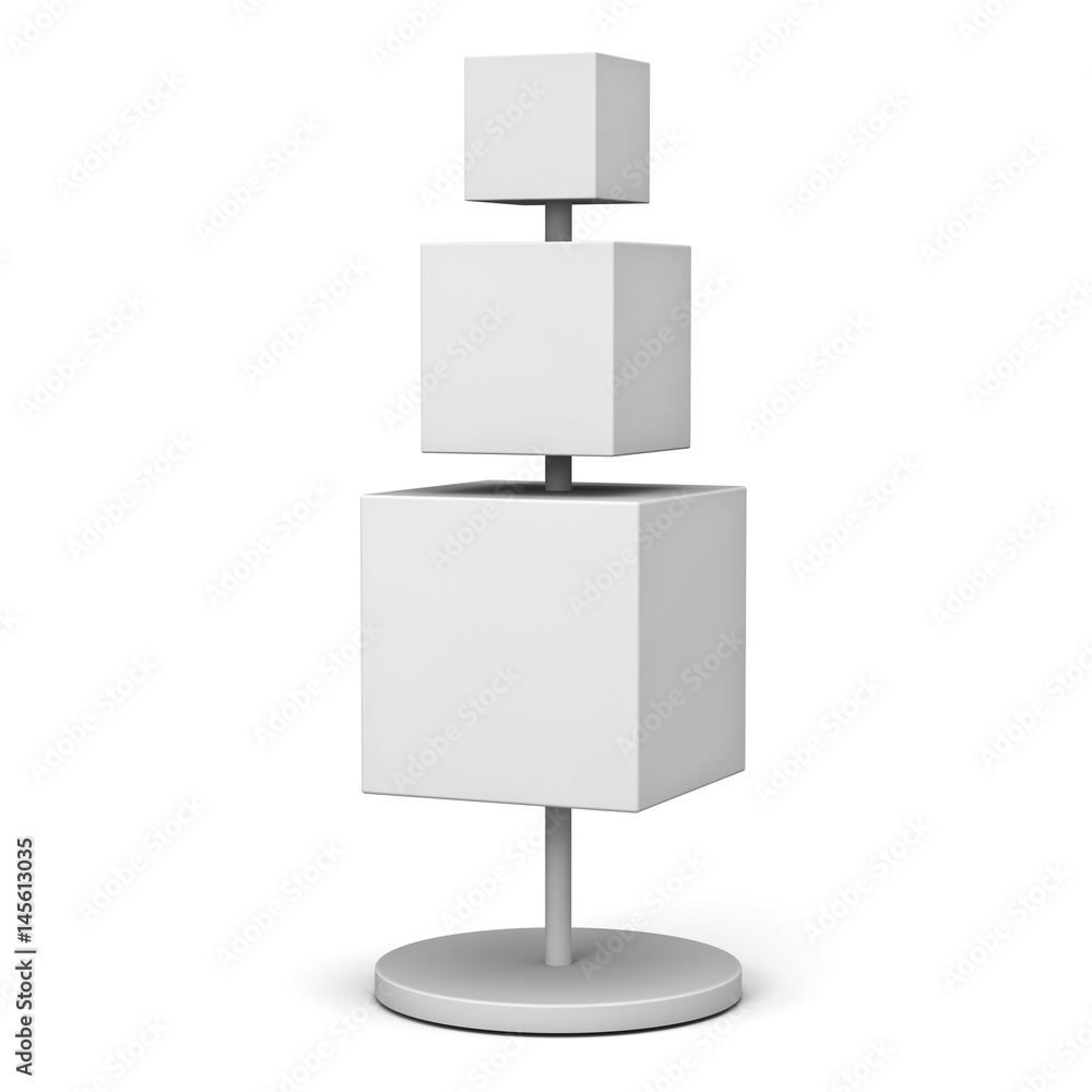 Aufkleber Blank box signboards with pole stand , blank mock up , signage boards or advertising square billboard boxes isolated on white background . 3D rendering.