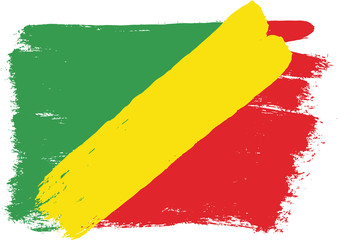 Obraz premium Republic of the Congo Flag Vector Hand Painted with Rounded Brush