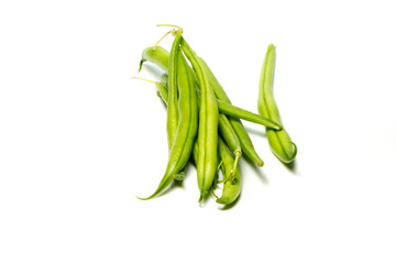 Close-up of green beans on a white background