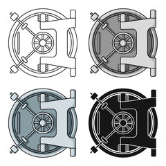 Bank vault icon in cartoon style isolated on white background. Money and finance symbol stock vector illustration. - 145614060