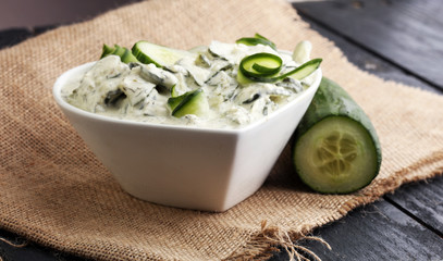 Cucumber with Celery and Dill salad in yogurt dressing