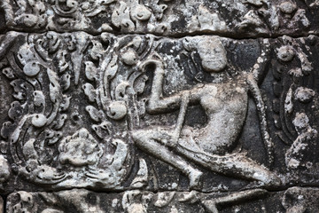 Bas-relief of apsara in temple of Bayon