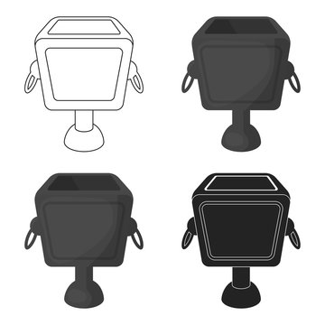 Garbage can icon in cartoon style isolated on white background. Parksymbol stock vector illustration.