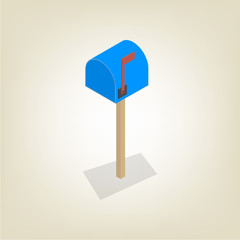 American mailbox isometric, vector illustration.