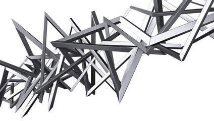 Metal lines on a white background. Abstraction of the background. 3d render.