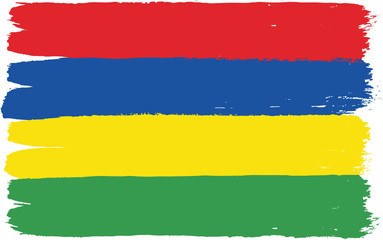 Mauritius Flag Vector Hand Painted with Rounded Brush