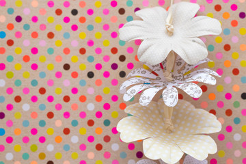 Paper flowers over background