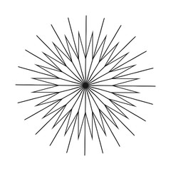 Linear drawing of rays of the sun in vintage style.