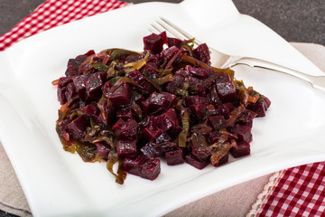 Snack from pickled sea kale and beets