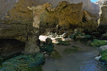 Scene captured in Chiringuitos (Gale) beach during afternoon. Algarve, Portugal