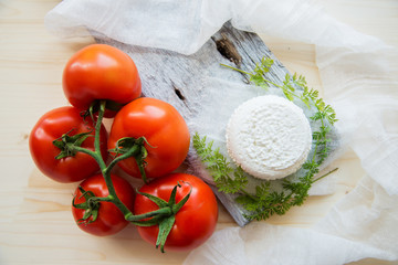 rustic fresh cheese and tomatoes