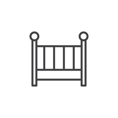 Cot, crib line icon, outline vector sign, linear style pictogram isolated on white. Symbol, logo illustration. Editable stroke. Pixel perfect