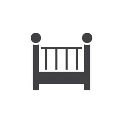 Cot, crib icon vector, filled flat sign, solid pictogram isolated on white. Symbol, logo illustration. Pixel perfect