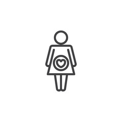Pregnant woman line icon, outline vector sign, linear style pictogram isolated on white. Symbol, logo illustration. Editable stroke. Pixel perfect