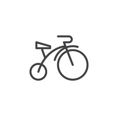 Obraz premium Children bicycle line icon, outline vector sign, linear style pictogram isolated on white. Symbol, logo illustration. Editable stroke. Pixel perfect