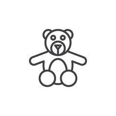 Teddy bear toy line icon, outline vector sign, linear style pictogram isolated on white. Symbol, logo illustration. Editable stroke. Pixel perfect