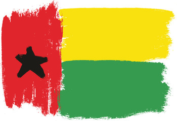 Guinea-Bissau Flag Vector Hand Painted with Rounded Brush