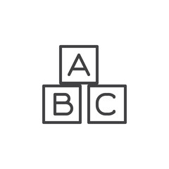ABC cubes line icon, outline vector sign, linear style pictogram isolated on white. Symbol, logo illustration. Editable stroke. Pixel perfect