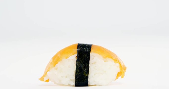 Nigiri sushi wrapped in nori seaweed 