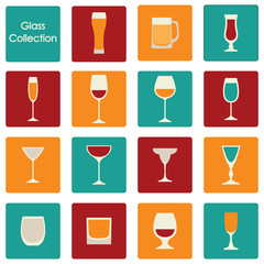 Vector illustration of color wine glasses set