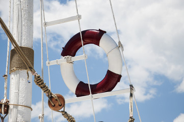 Lifebuoy on a close-up mast