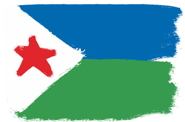 Djibouti Flag Vector Hand Painted with Rounded Brush