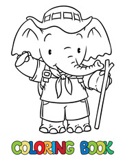 Scout. Little baby elephant. Coloring book.