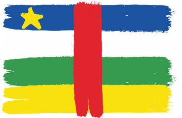 Central African Republic Flag Vector Hand Painted with Rounded Brush
