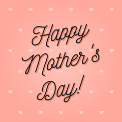 Happy Mother's Day greeting card with hearts on pink background.