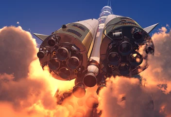 Fotobehang De motor van de raket. © Kovalenko I
